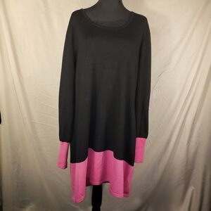 Charlie Paige Black and Pink Colorblock Midi Dress - XL